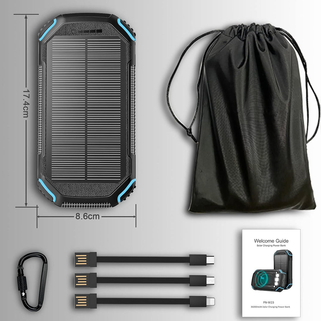 Solar Powerbank Wireless 26800mAh Solar Ladegerät, tragbare USB C Power Bank mit Outdoor Wasserdicht