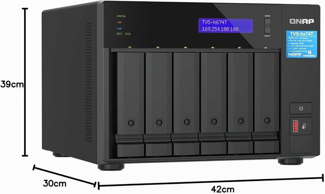 QNAP TVS-H674T-I5-32G 6 Bay I5 6C 32GB SO DIMM DDR4 2X 2.5GBE, TVS-H674T-I5-32G