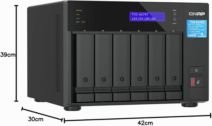 QNAP TVS-H674T-I5-32G 6 Bay I5 6C 32GB SO DIMM DDR4 2X 2.5GBE, TVS-H674T-I5-32G
