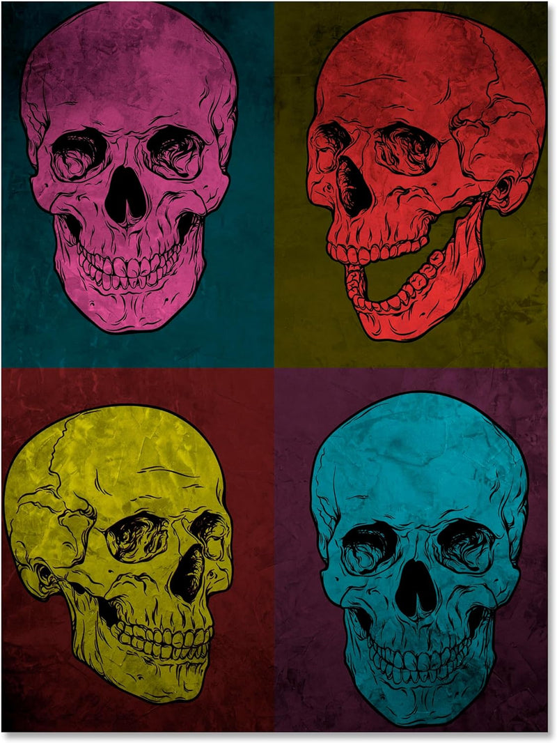 wandmotiv24 Totenkopf Motiv als Leinwandbild, Grösse 40x30cm, Hochformat, Totenköpfe, bunt, Farbe, S