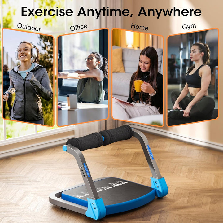 Bauchtrainer, Sit-Up Gerät mit zwei Zugseilen, 4-fach einstellbarer Widerstand, automatischer Rückpr
