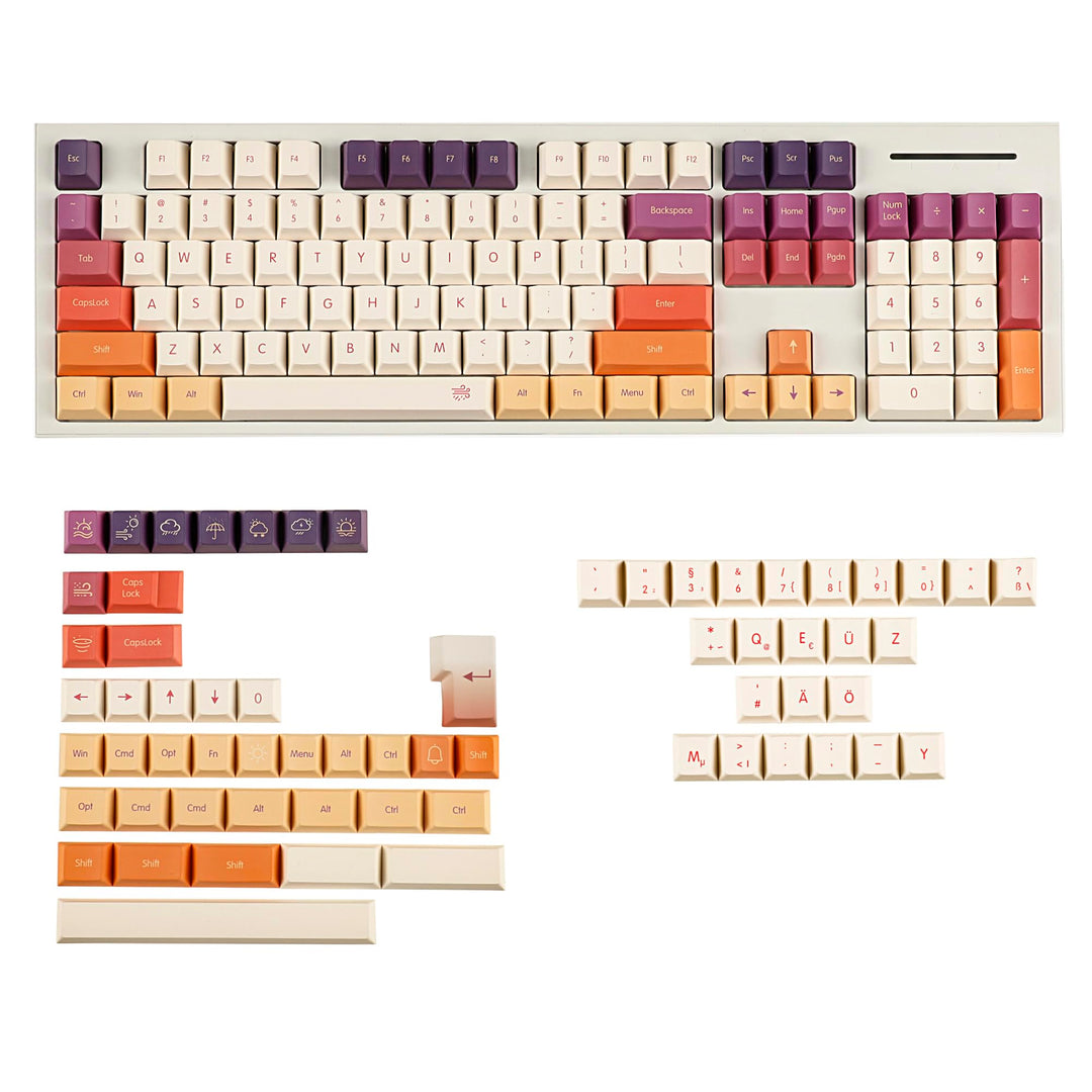 1,7 mm Dicke Deutsch Französisch ISO Cloud Dye Sub-Tastenkappen Dickes PBT Cherry Profil Tastenkappe