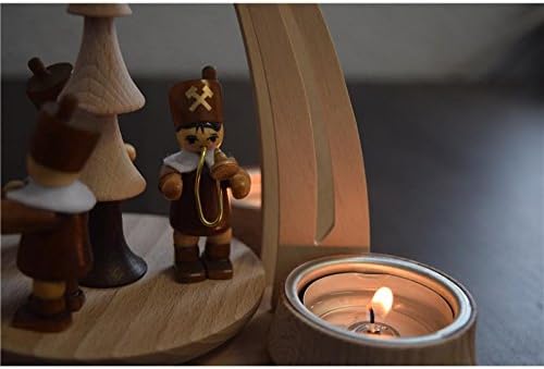 Tisch-Pyramide aus Buchenholz mit 3 Bergleuten, ca. 24 cm, Bergleute