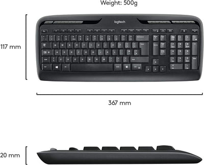 Logitech MK330 Kabelloses Tastatur-Maus-Set, 2.4 GHz Verbindung via Unifying USB-Empfänger, 4 progra