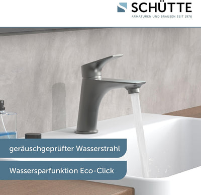 SCHÜTTE 33212 BOSTON Wasserhahn Bad Graphit matt, Waschtischarmatur, Mischbatterie Waschbecken grau,