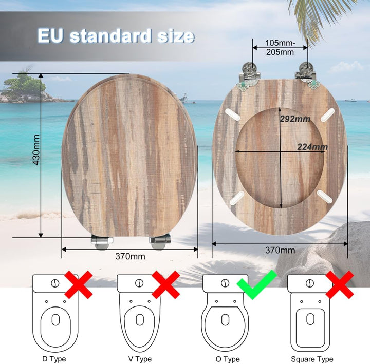 SAINOS,WC Sitz mit Absenkautomatik,Toilettendeckel aus Holz,Stabile Qualität,Einfache Reinigung 002f