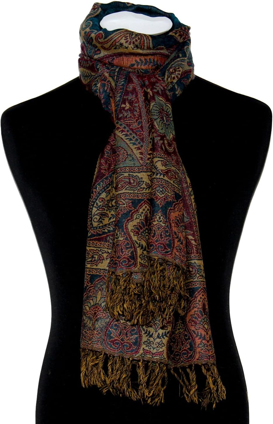 Lorenzo Cana Pashmina Damenschal Schaltuch aus weicher Wolle Paisleymuster bunt mehrfarbig 70 cm x 1