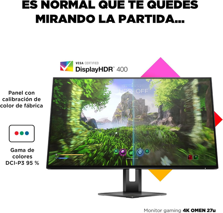 HP OMEN 27u 4K Gaming Monitor für PC und Konsolen, 27 Zoll Bildschirm, 2160p IPS Oxid UHD Display, 1