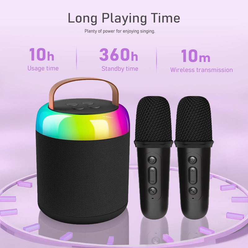 auvstar Karaoke Maschine für Kinder, Tragbarer Mini Bluetooth Karaoke Lautsprecher mit 2 kabellosen