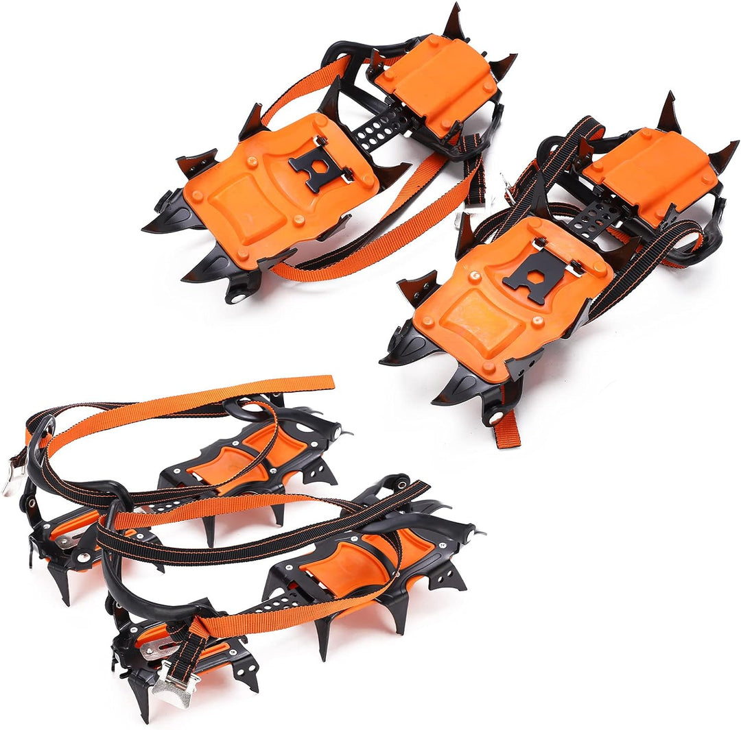 Folanda Stahl-Wandersteigeisen, Professionelle 12-Zähne-Eissteigeisen, Winter-Schneeschuh-Schuh-EIS-