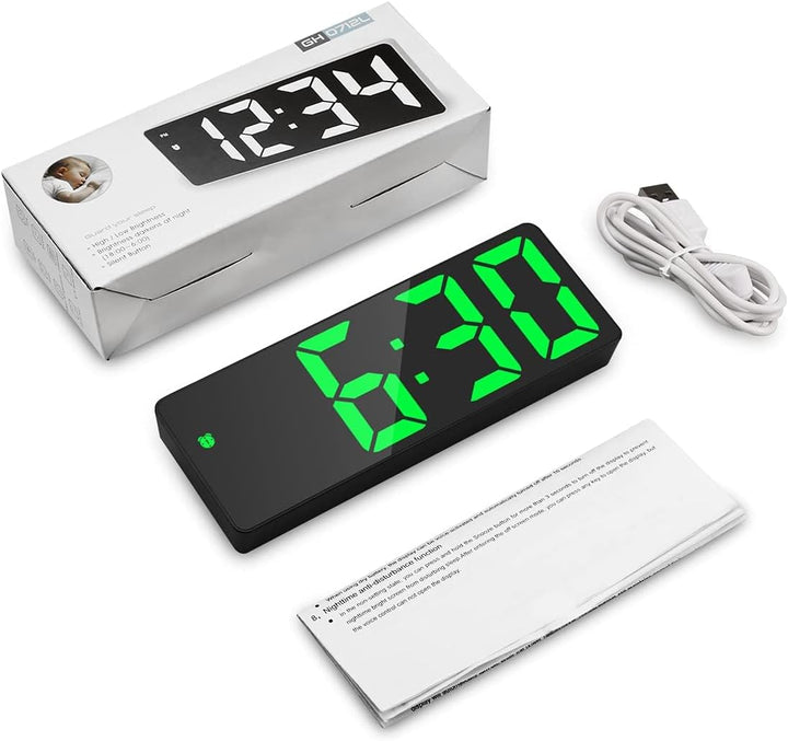 Digitale Wecker, LED Uhr, Tischuhr mit Temperaturanzeige, Reisewecker, einstellbare Helligkeit, 12/2