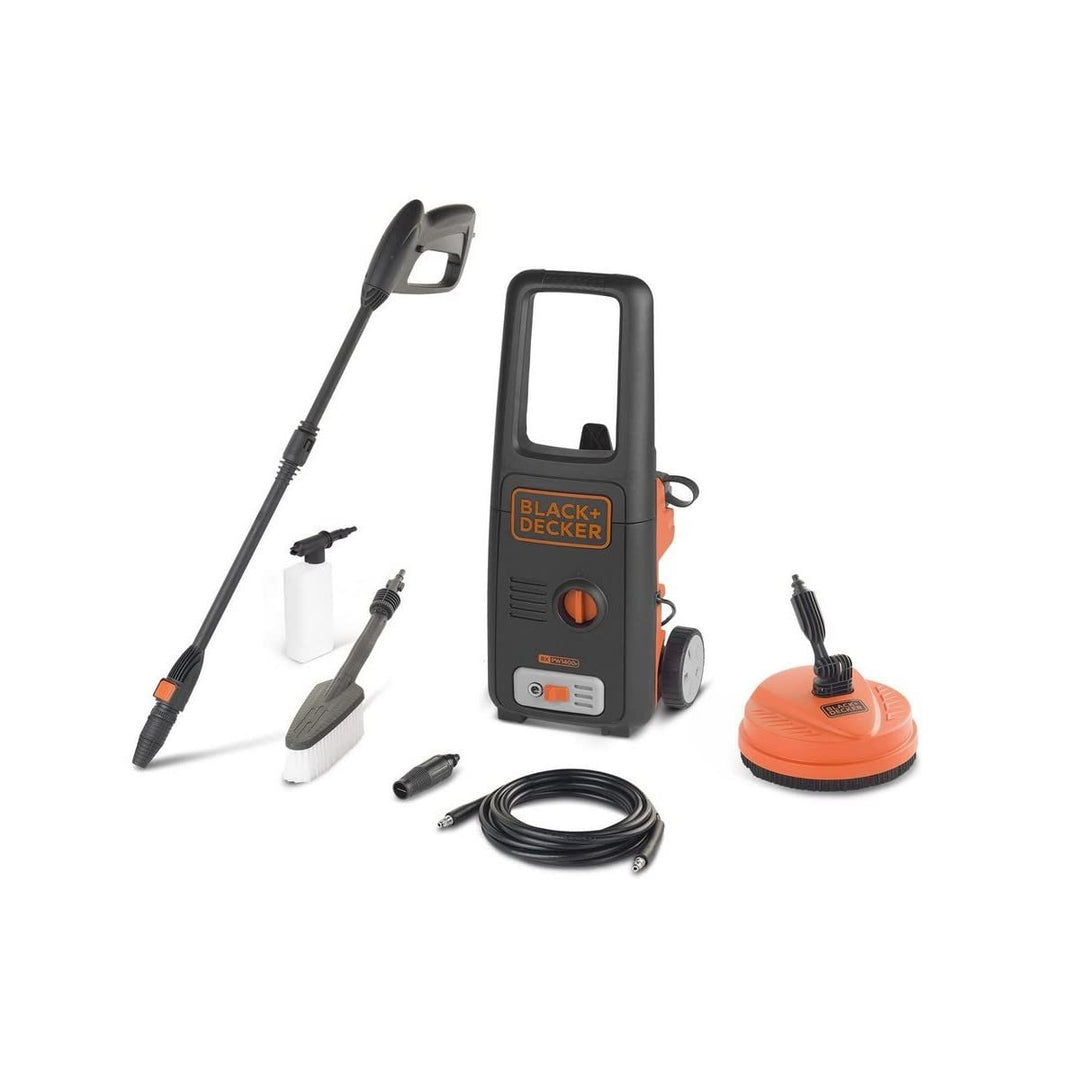 BLACK+DECKER Hochdruckreiniger BXPW1400PE mit Patio Cleaner und Feste Bürste (1400 W, 110 bar, 390 l