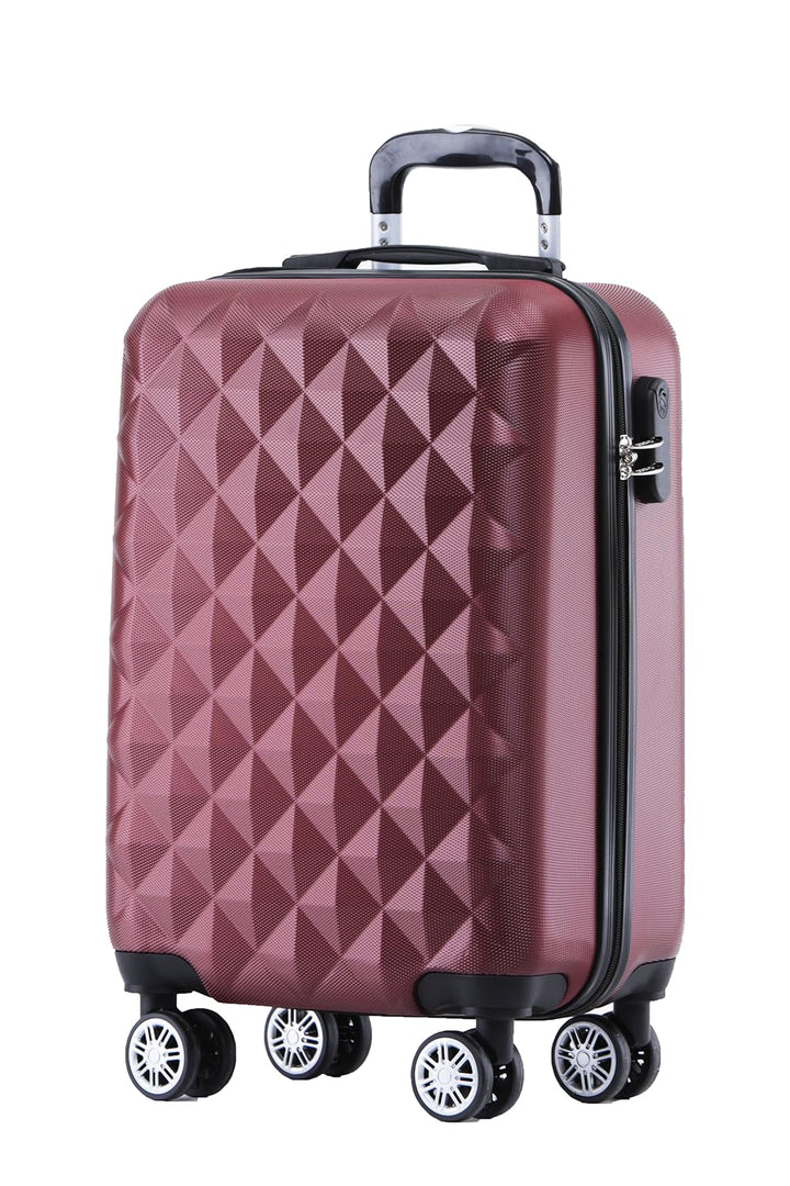 BEIBYE Zwillingsrollen 2066 Hartschale Trolley Koffer Reisekoffer Gepäck M-L-XL-Set (Weinrot, M) Wei