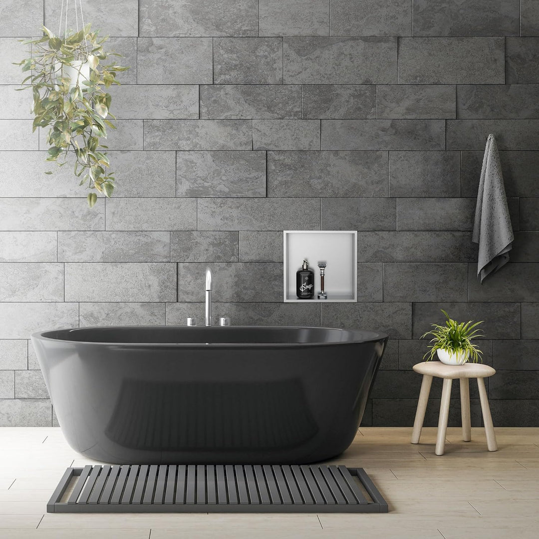 LuxeBath Wandnische aus Edelstahl, 30x30x10 cm, Silber, Duschnische mit Rahmen, Einbauregal, Flexibl