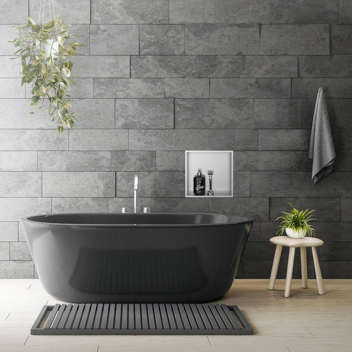 LuxeBath Wandnische aus Edelstahl, 30x30x10 cm, Silber, Duschnische mit Rahmen, Einbauregal, Flexibl