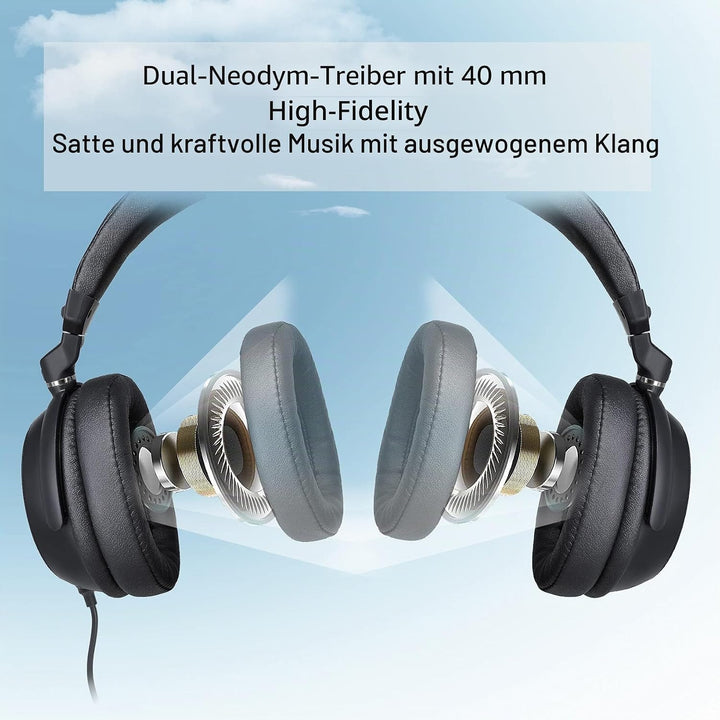 SIMOLIO TV Kopfhörer mit Langem Kabel für Fernseher, 15ft Spule Kabel Plus 6.6ft Verlängerungskabel,