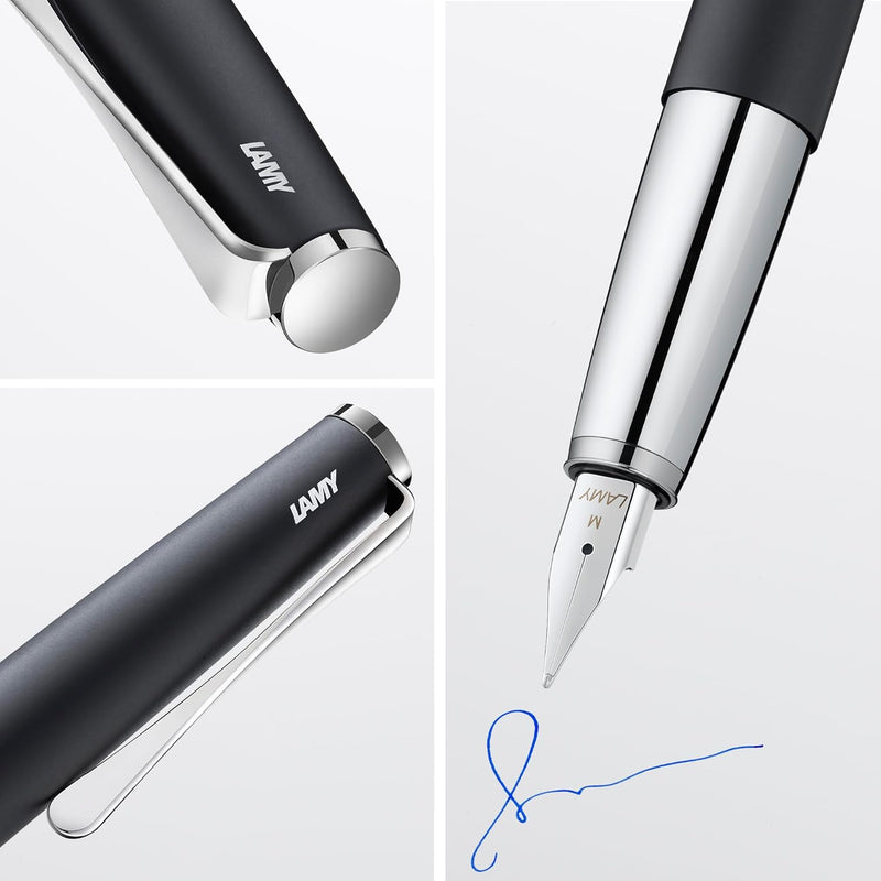 Lamy studio Füllhalter 067 - Füller aus rostfreiem Edelstahl in schwarzem Soft-Lack-Finish mit hochg