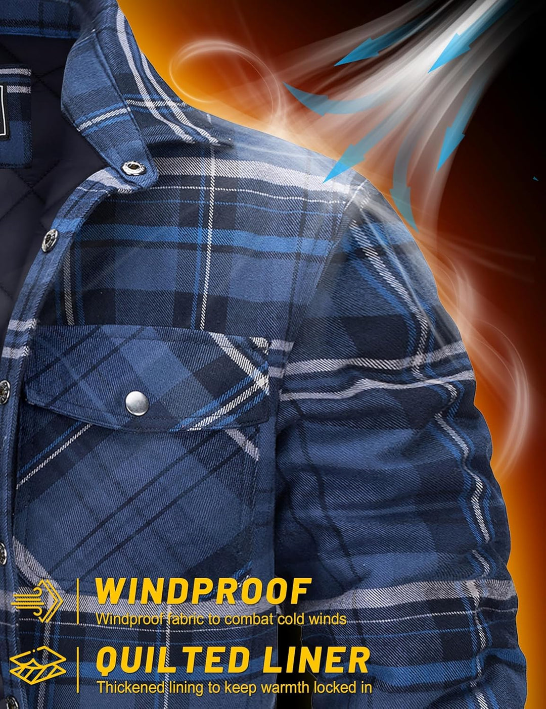 TACVASEN Herren Karierte Hemdjacke Flanellhemd Holzfällerhemd Thermohemd Jacke S Blau Grau, S Blau G