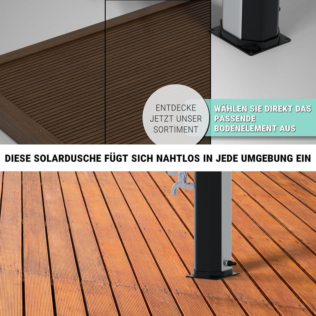 HAGO Solardusche | 35L | eckig | Schwarz/Silber | Pooldusche | Campingdusche | Gartendusche | Outdoo