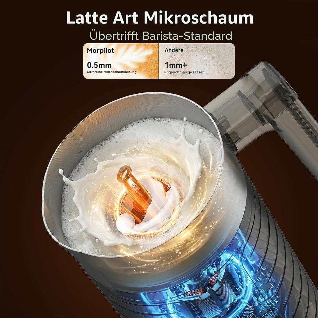 Morpilot Milchaufschäumer Elektrisch 4 in 1 – Spülmaschinenfest (Einzigartig), 75-240ml, leise &amp; sch