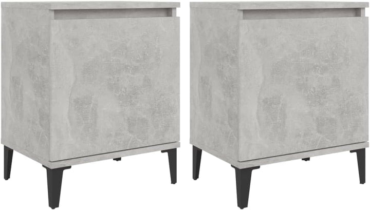 vidaXL 2X Nachttisch mit Metallbeinen Industriestil Nachtschrank Nachtkonsole Nachtkommode Schlafzim