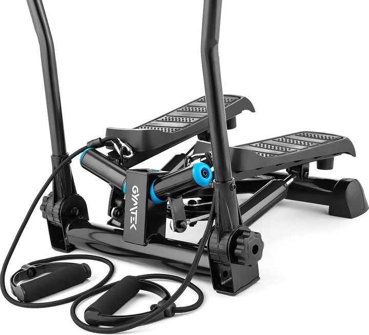 Gymtek Stepper, Drehstepper mit Haltegriffen & Expanderbänder - mit LCD-Bildschirm, Schrittzähler un