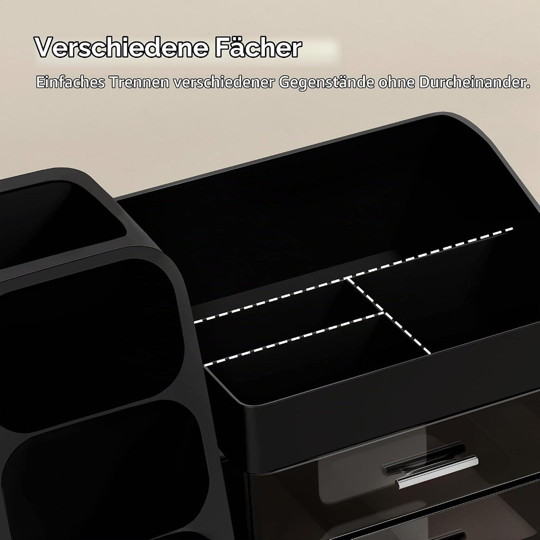 HBlife Makeup Kosmetik Organizer mit Schubladen, Pinsel Organizer, 3-in-1 Plastic Kosmetik Aufbewahr