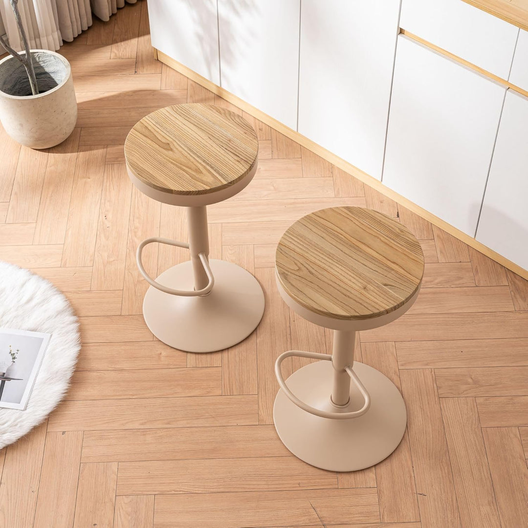 YOUNIKE Barhocker 2er Set Holz Barstuhl Höhenverstellbar Schwenkbar Tresenhocker Küchenhocker Höhe B