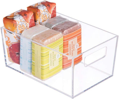 mDesign 4er-Set Ablagebox mit integrierten Griffen – kleine Aufbewahrungsbox für Make-up, Handtücher