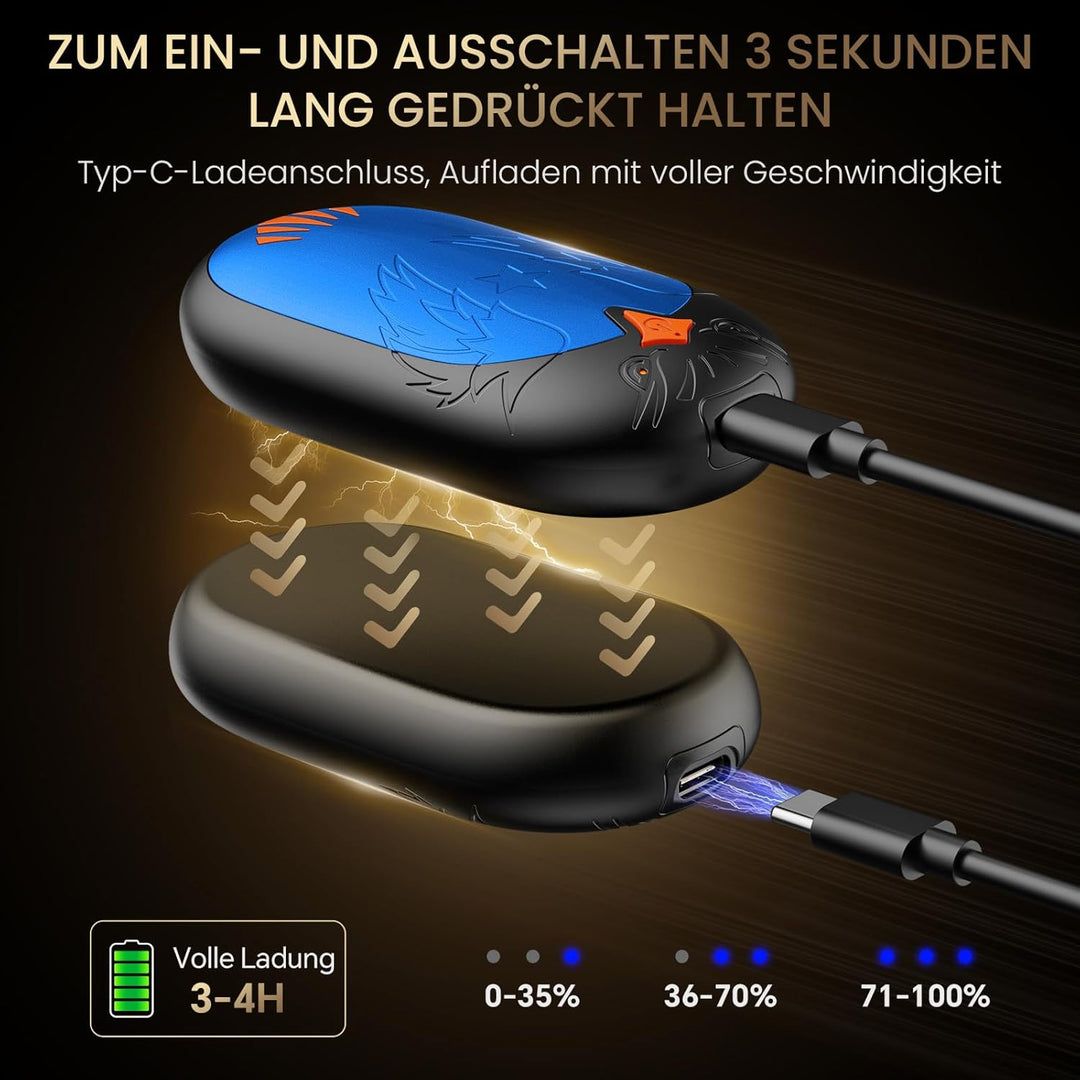 Handwärmer Wiederaufladbar 2 Pack, Elektrische Tragbare Taschenwärmer 2 in 1 Handwärmer mit 3 Heizmo