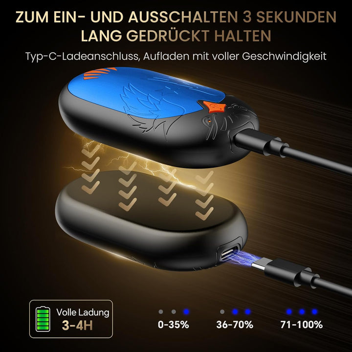 Handwärmer Wiederaufladbar 2 Pack, Elektrische Tragbare Taschenwärmer 2 in 1 Handwärmer mit 3 Heizmo