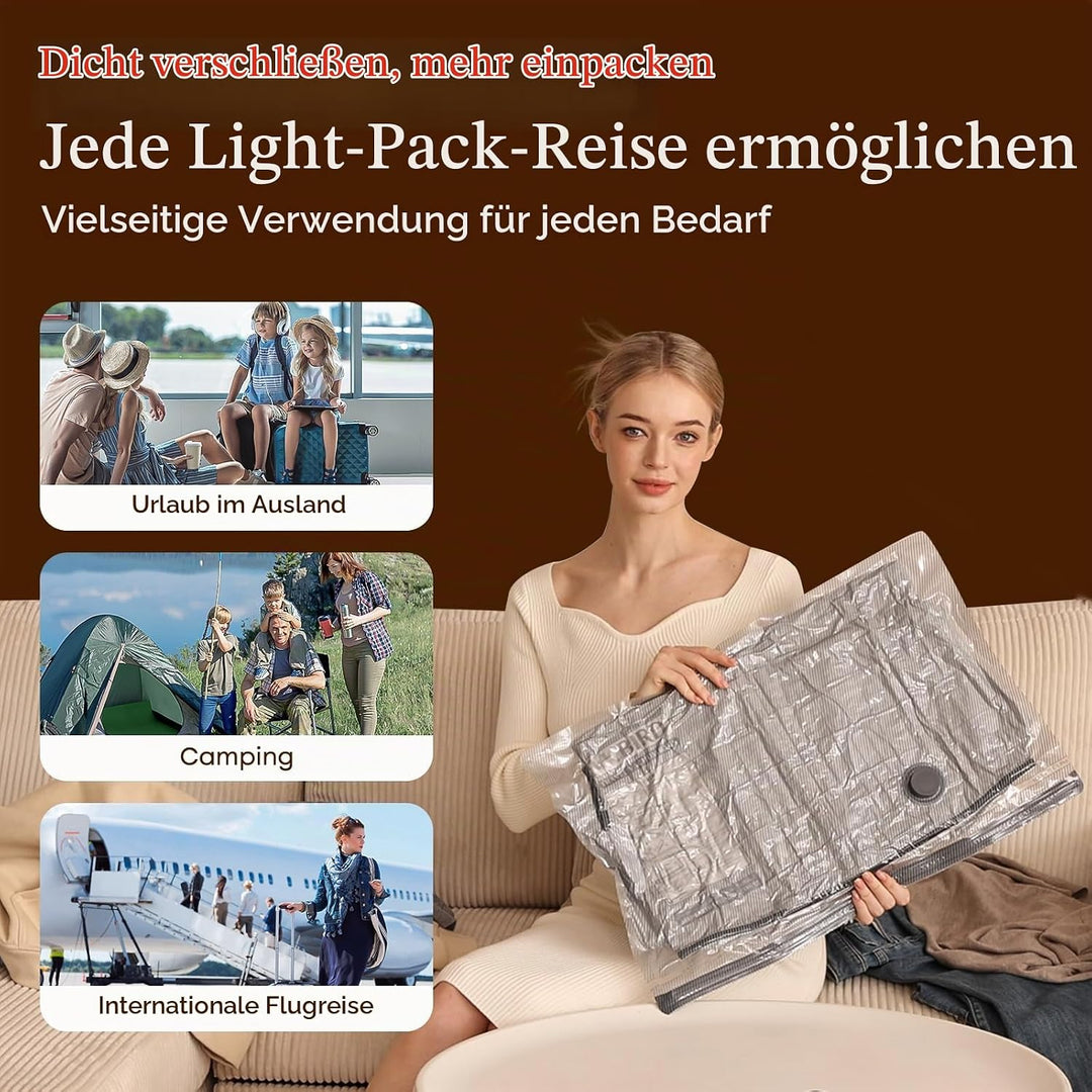 Vakuumbeutel für Kleidung, 15 Stück (5x 40x50cm, 5x 40x60cm, 5x 50x60cm), Wiederverwendbare Vakuumbe