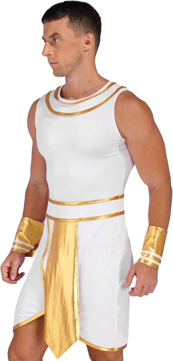 FEESHOW Herren Griechische Götter Kostüm Römischer Caesar Kostüm Tunika Gewand Grieche Outfit Karnev