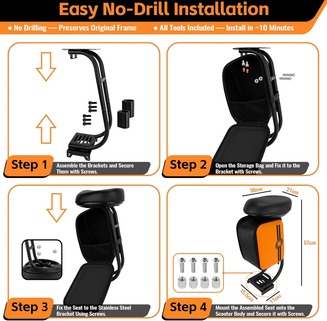E Scooter Sitz, Wasserdichter Sitz für E Scooter Zubehör, Kompatibel mit Xiaomi M365/Pro Serie E Rol