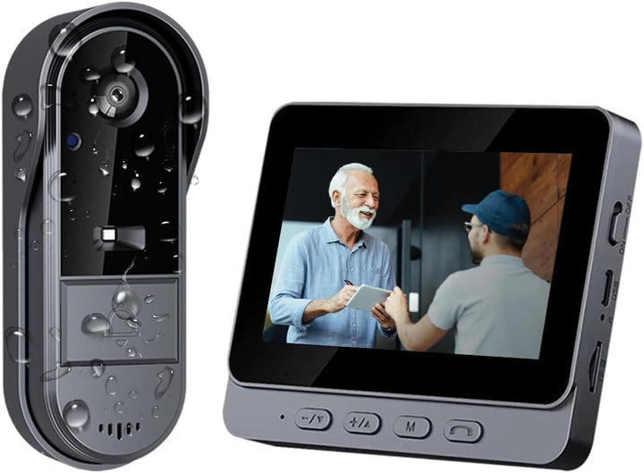 Kabellose Türklingel mit Kamera und 4,3 Zoll Bildschirm ohne WLAN und App, wasserdichte Aussentürkli