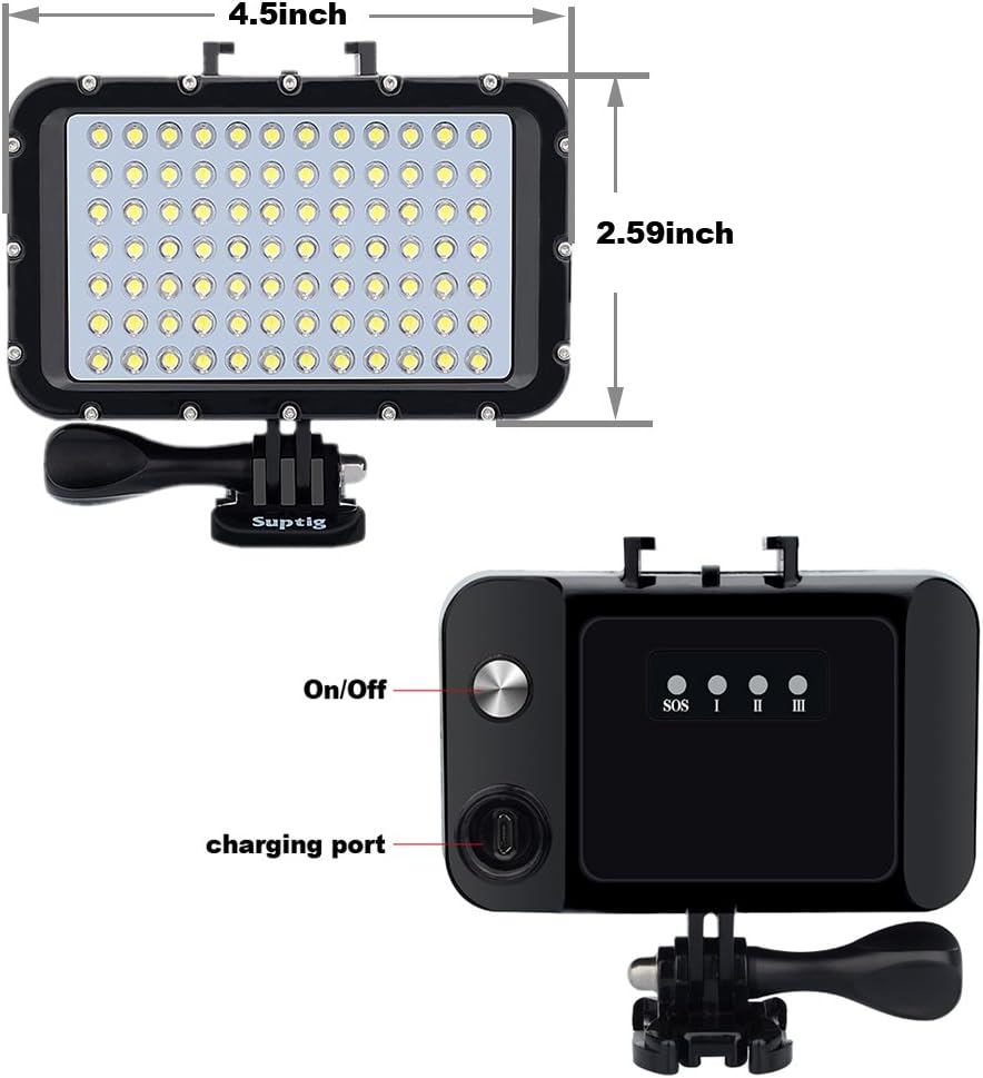 Suptig Unterwasserlichter Tauchlicht 84 LED High Power Dimmbar Wasserdichtes LED-Videolicht Wasserdi