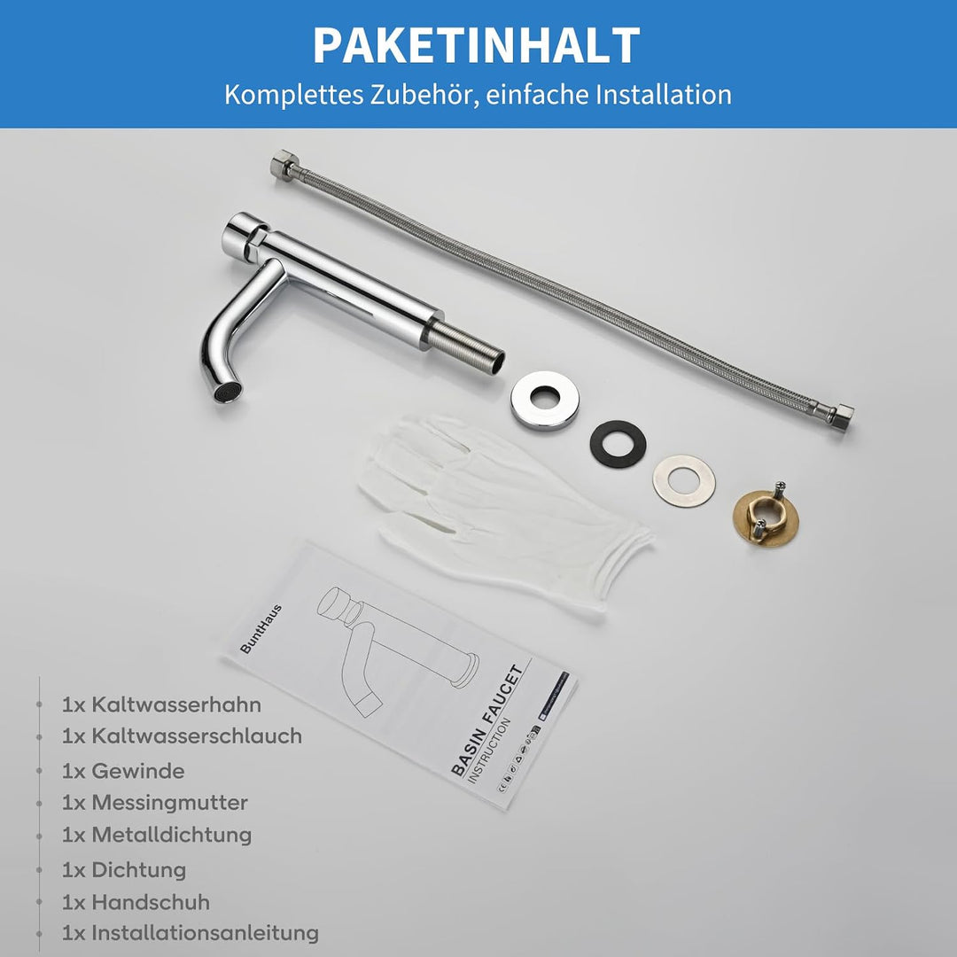Zeitverzögerungsarmatur Kaltwasserhahn Gäste WC, Selbstschlussarmatur | Aus Edelstahl 304 mit Chromo