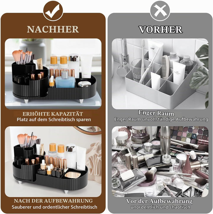 Cinnani Make Up Kosmetik Organizer, 360° Drehbarer Beauty Organizer, Multifunktionale Kosmetikaufbew