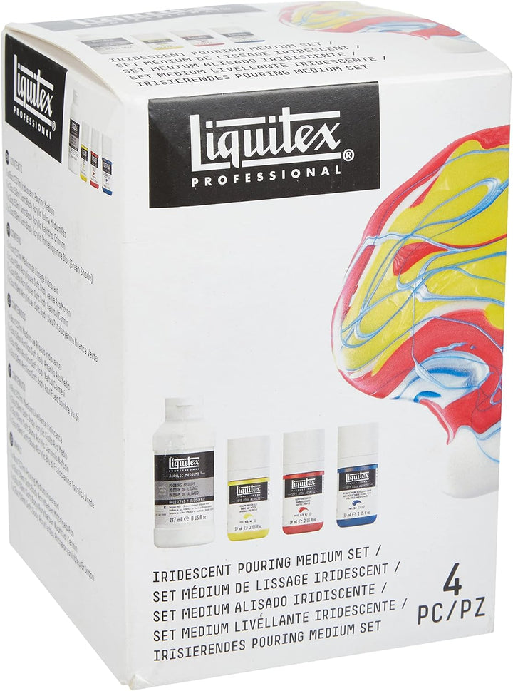 Liquitex 3699381 Soft Body Acrylfarbe Technik Set, 3 Acrylfarben und 1 Giessmedium in glänzend Pouri