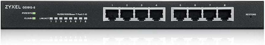 Zyxel GS1915-8, 8-Port GbE Smart hybrid Mode Switch, standalone or NebulaFlex Cloud, Desktop, fanles