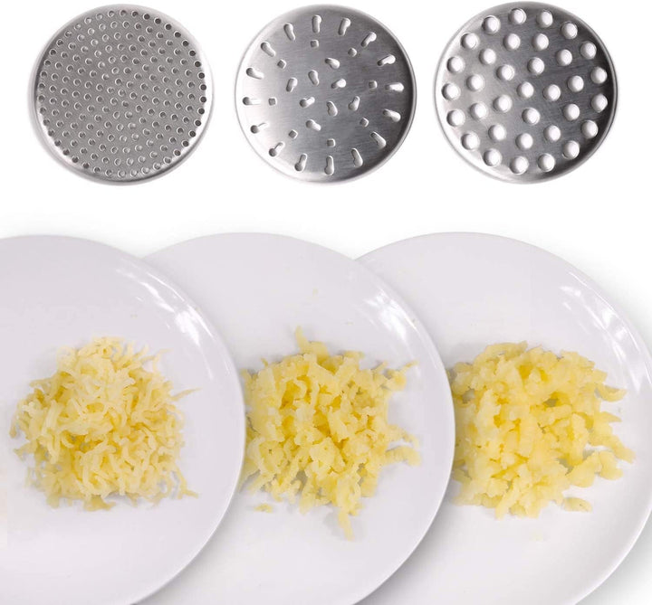 KENNOE Kartoffelpresse aus Edelstahl, Professionelle Kartoffelstampfer mit 3 Lochscheiben, Kartoffel