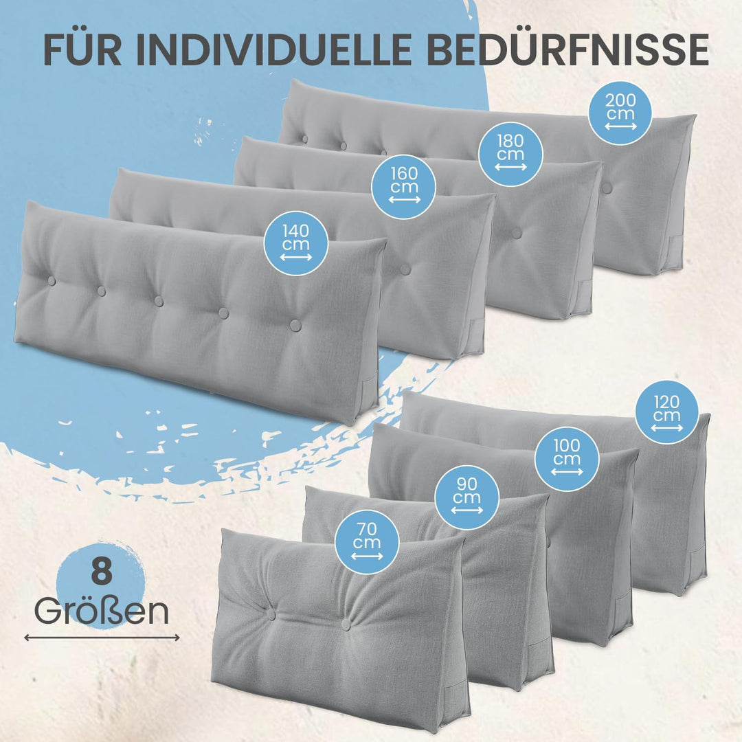 Rückenkissen, Bett-Rückenstütze Keilform, Rückenstützkissen, für Bett & Sofa, 100 cm breit, ideal fü