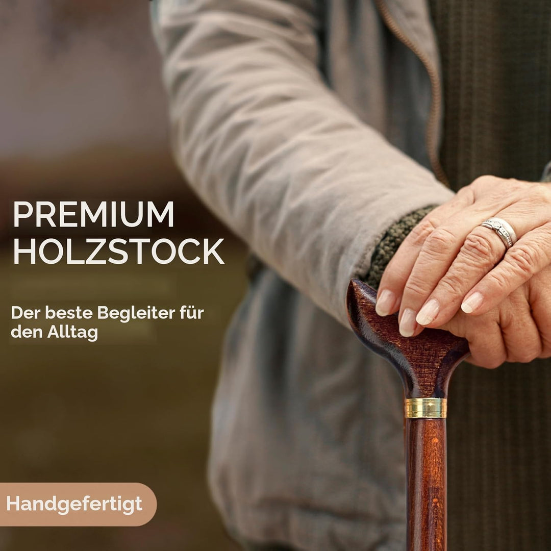 Gehstock aus Holz, dunkelbraun, 92 cm, sehr robust. (612)