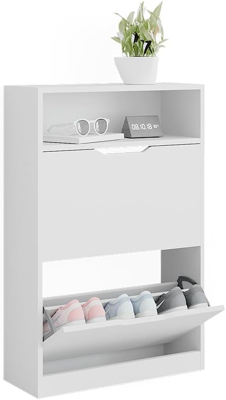 Vicco Schuhkipper Luca, Weiss, 59 x 89.5 cm mit 2 Fächern, zur Aufbewahrung von Schuhen, kombinierba