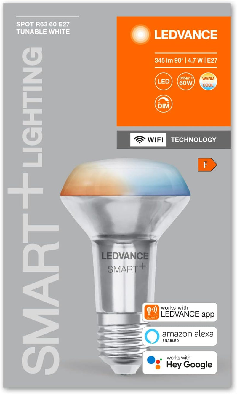 LEDVANCE Smarte LED R63 Spotlampe mit Wifi Technologie, Sockel E27, Lichtfarbe änderbar (2700-6500K)