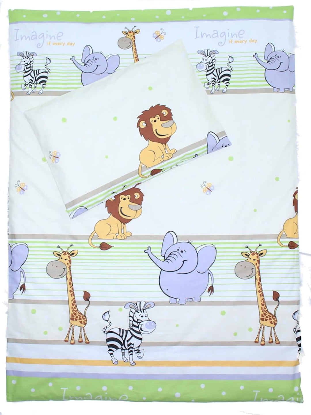 Baby Bettset Bettwäsche mit Himmel Chiffon - Safari Grün - Bettausstattung Set (4 teilig), 4 teilig
