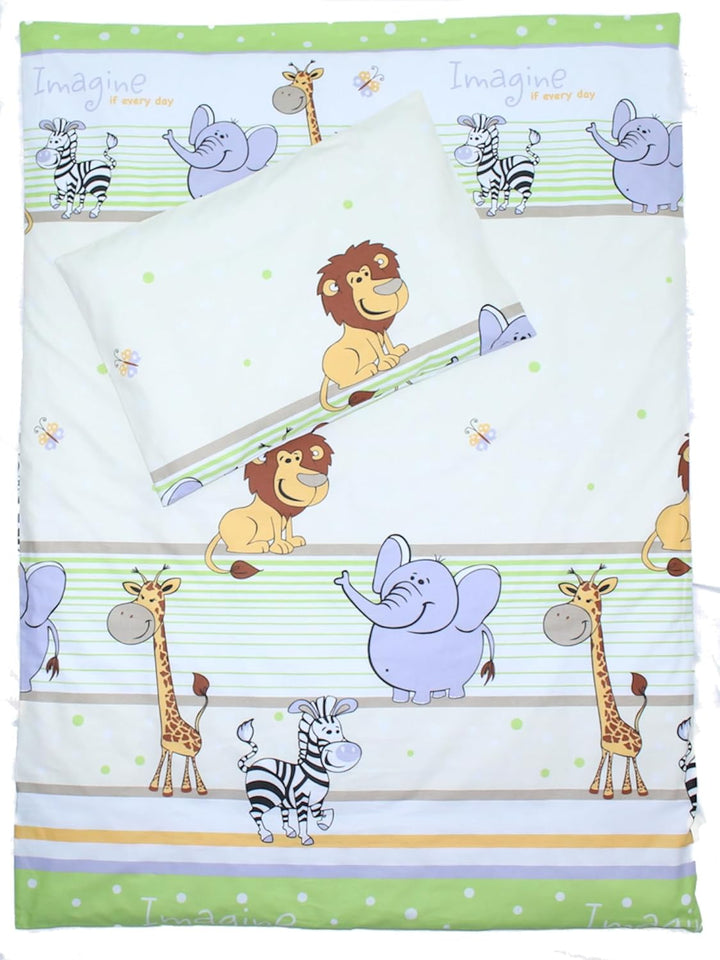 Baby Bettset Bettwäsche mit Himmel Chiffon - Safari Grün - Bettausstattung Set (4 teilig), 4 teilig