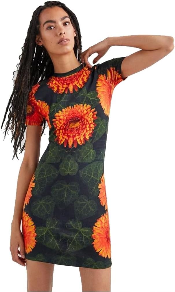 Desigual Damen Vest_alma L ssiges Kleid, Orange, XL EU