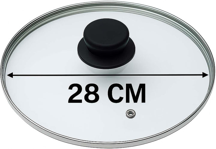 Pfannendeckel 28 cm Glasdeckel mit Dampfabzug | Topfdeckel hitzebeständig | Kochdeckel Ersatzdeckel