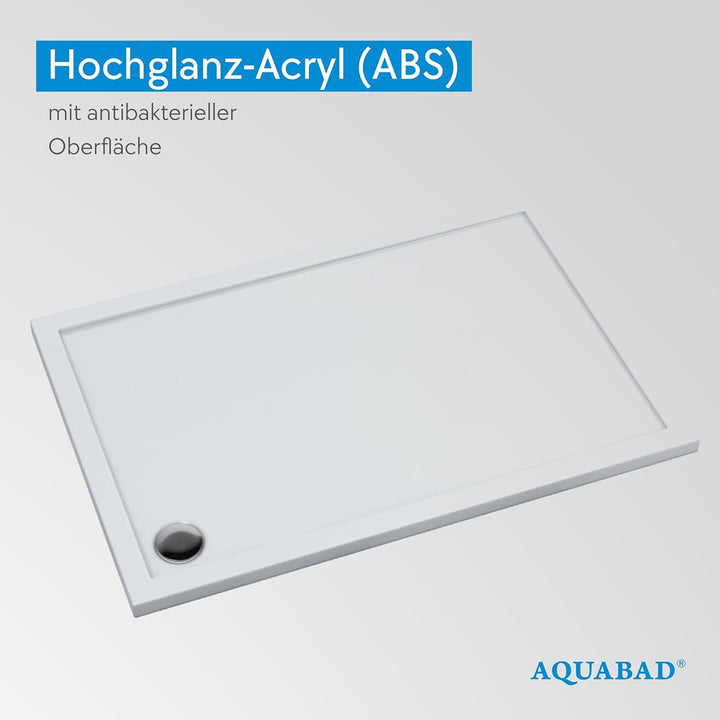 AQUABAD Duschwanne/Duschtasse Villa mit LeakProtect Technologie Smooth White 90x120cm Rechteck 90 x